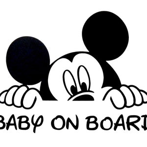 Naklejka winylowa inspirowana postacią Myszki Miki z filmu Baby On Board, na okno, do samochodu, ciężarówki, przyczepy kempingowej itp.
