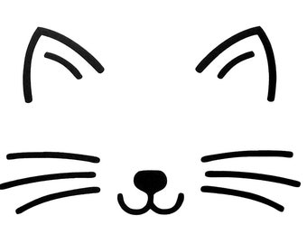 Adesivo in vinile con faccia di gatto per finestre, auto, camion, laptop, furgone, camper, moto, ecc.