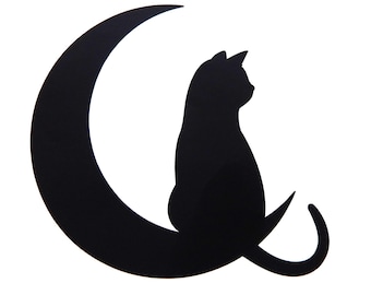 Cat On The Moon Vinyl Decal Sticker for window,car,laptop,etc.