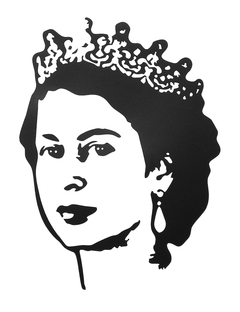 Sticker Vinyl Queen Elizabeth Vs Bowie - 9,5x7,5 Cm - Résistant Intempéries, UV - Garantie 5 Ans - Fabriqué En France