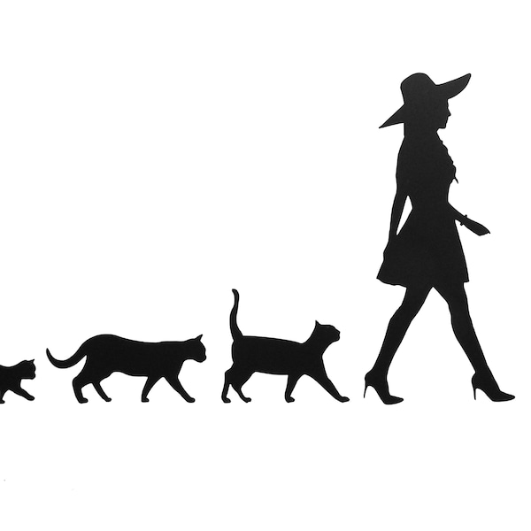 Elegant Lady With Cats,Cat Lover, Woman With Cats Vinyl Decal Sticker for window,car,truck,van,camper,etc.