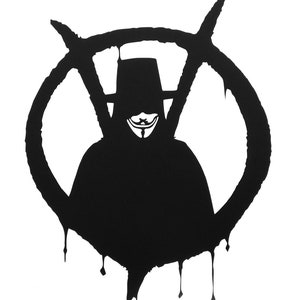 V wie Vendetta, von Guy Fawkes inspirierter Vinyl-Aufkleber für Fenster, Auto, Wohnmobil, LKW, Laptop usw.
