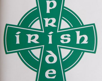 Adesivo in vinile con croce celtica Irish Pride per finestre, auto, camion, furgoni, ecc.