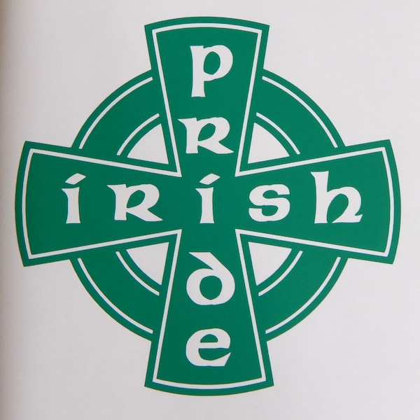 Irish Pride Celtic Cross Vinyl Decal Sticker for window,car,truck,van,etc.