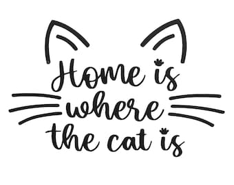 Home Is Where The Cat Is Vinyl Decal Sticker,Cat Sticker