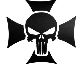 Adesivo in vinile ispirato alla croce di Malta e al Punisher per auto, camion, finestrini, computer portatili, ecc.