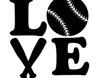 Love Baseball Vinyl Decal Sticker for car,truck,window,camper,van,laptop,etc.