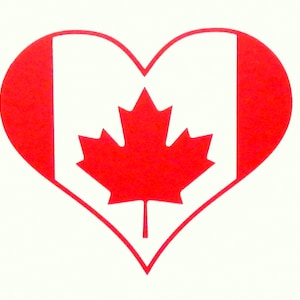Autocollant de décalque de vinyle de drapeau du Canada de coeur pour la voiture, la fenêtre, l'ordinateur portable, le camion, etc.