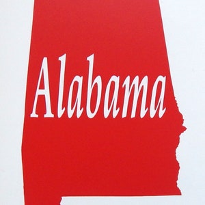 Autocollant de décalque de vinyle de drapeau de carte de l'Alabama pour la fenêtre, la voiture, le fourgon, le camion, l'ordinateur portable, etc.