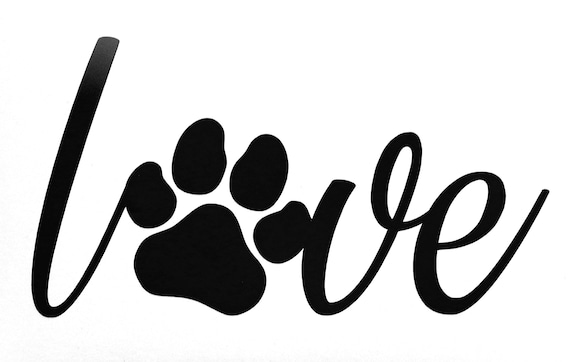 Hunde Aufkleber Pfote Herzschlag -6 Größen- Sticker Love