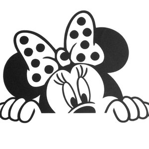 Minnie Mouse Peeking Disney Inspired Car Body Window Bumper Vinyl Decal Sticker image 1