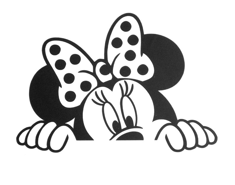 Minnie Mouse Peeking Disney Inspired Car Body Window Bumper Vinyl Decal Sticker image 1