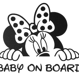 Naklejka winylowa z motywem Myszki Minnie z postacią Disneya z filmu Baby On Board na okno, samochód, ciężarówkę, kampera itp.