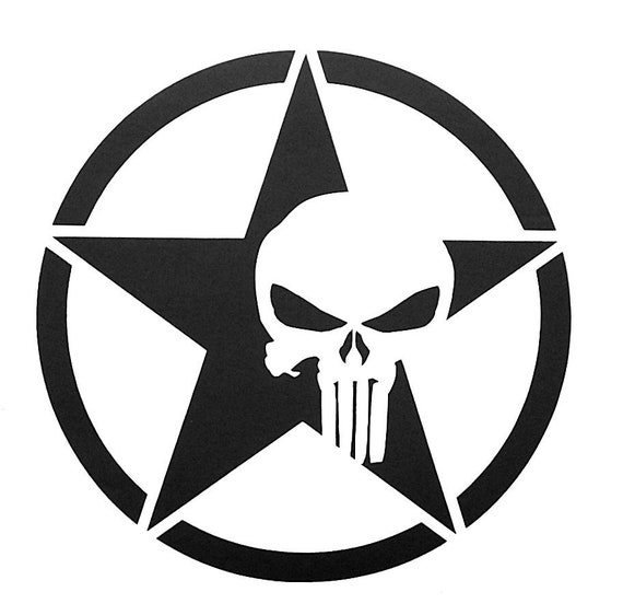 Military Star Punisher Inspired Vinyl Decal Sticker for  Car,truck,window,laptop,etc. 