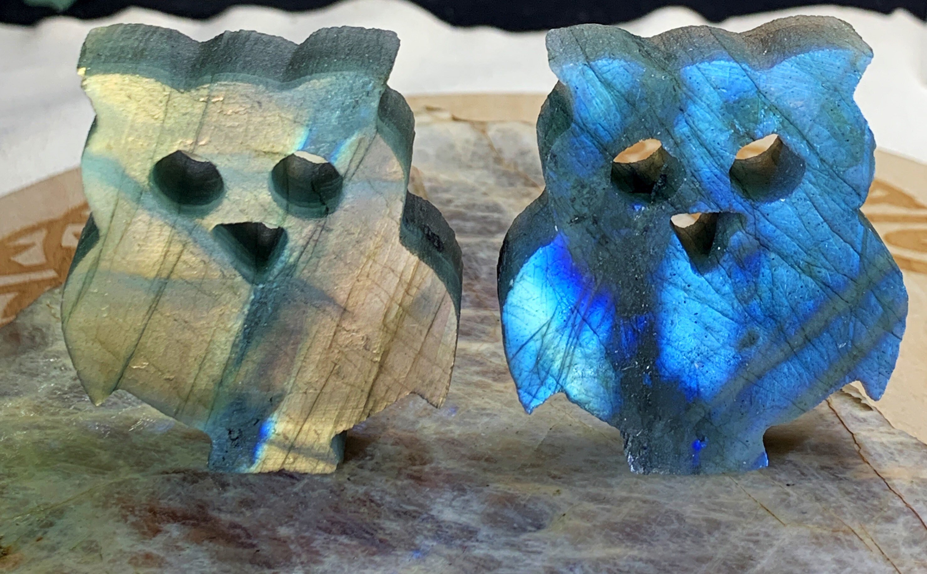 Labradorite Owl Carving.  2.0”