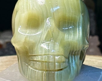 Afganistán Jade Skull Carving. 3.6”x2.7”