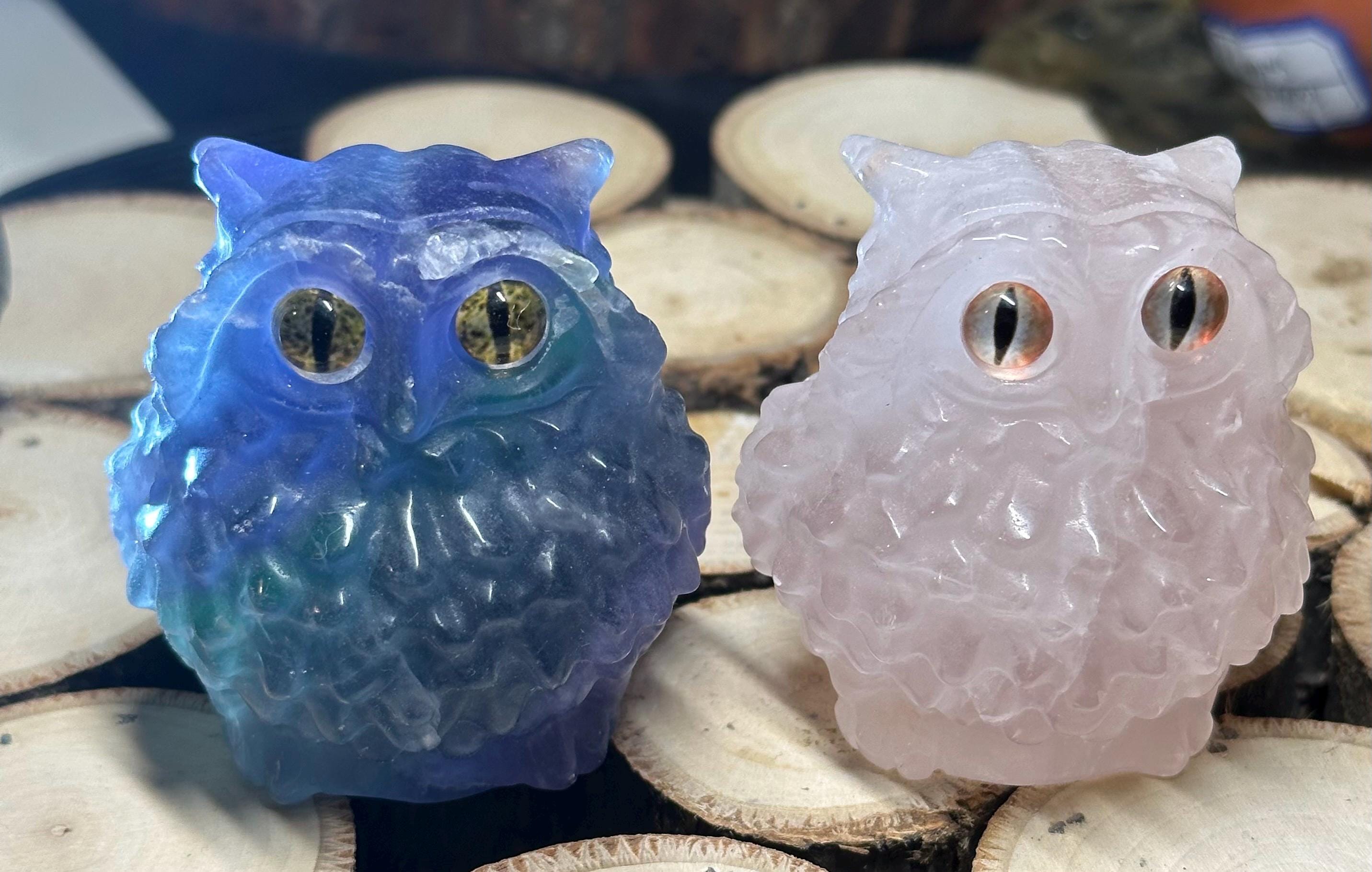 Carved Gemstone Owl Figurine