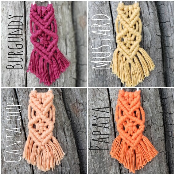 Macrame keychain Macrame fringe tassel Diffuser essential oil Wooden bead Chunky Teardrop pattern