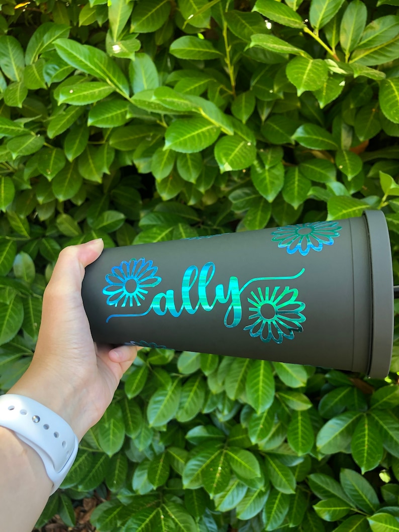 Matte Black Travel Tumbler Custom Name Tumbler Cursive Etsy