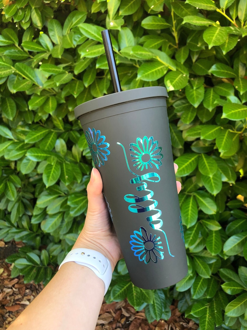 Matte Black Travel Tumbler Custom Name Tumbler Cursive Etsy