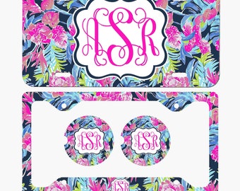 Personalized License Frame Car Coasters License Plate Car Tag set Monogram License Plate - Personalized Plate and accessories