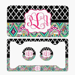 Front License Plate Car coasters Rear Frame Keychain Set Monogram License Plate - Personalized Plate and accessories