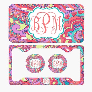 Personalized License Frame Car Coasters License Plate Car Tag set Monogram License Plate - Personalized Plate and accessories