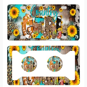 Country Girl Personalized License Frame Car Coasters License Plate Car Tag set Monogram License Plate - Personalized Plate and accessories