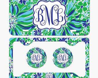 Personalized License Frame Car Coasters License Plate Car Tag set Monogram License Plate - Personalized Plate and Accessories