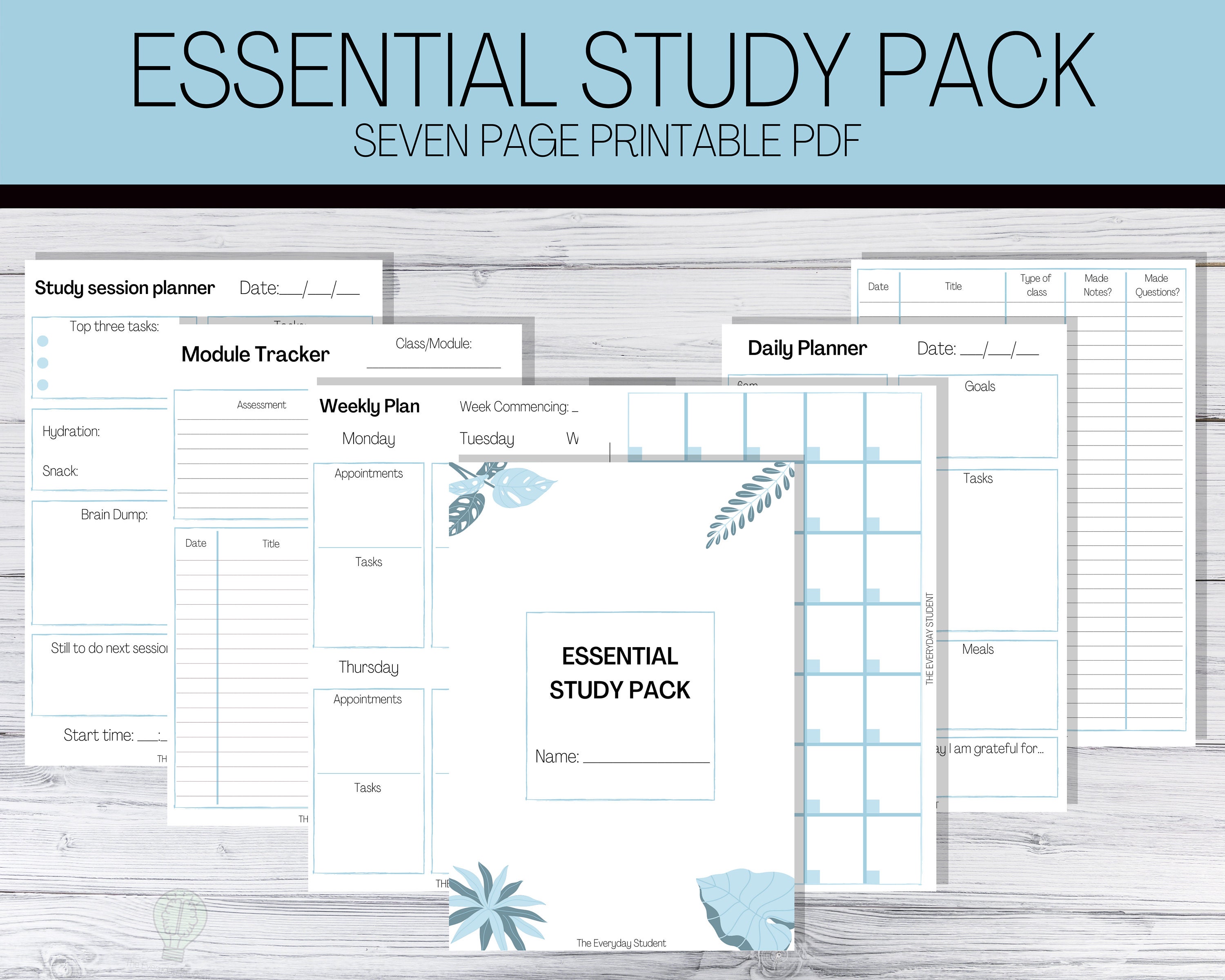 ESSENTIAL STUDY PACK A4 Printable Student Planner for | Etsy