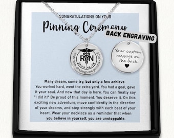Pinning Ceremony Personalized Gift necklace | Custom RN Graduation Pin | Unique Nurse Gifts | Graduation Keepsake | Thoughtful Nurse Gift
