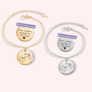 Bracelet de deux pays pour une relation à distance, cadeau de Saint-Valentin dans une résidence secondaire pour petite amie, bracelet de deux États pour meilleure amie.