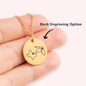 Custom with any two locations necklace Countries States or Provinces long distance family, Best Friend Necklace, Going Away Gift Jewelry image 1