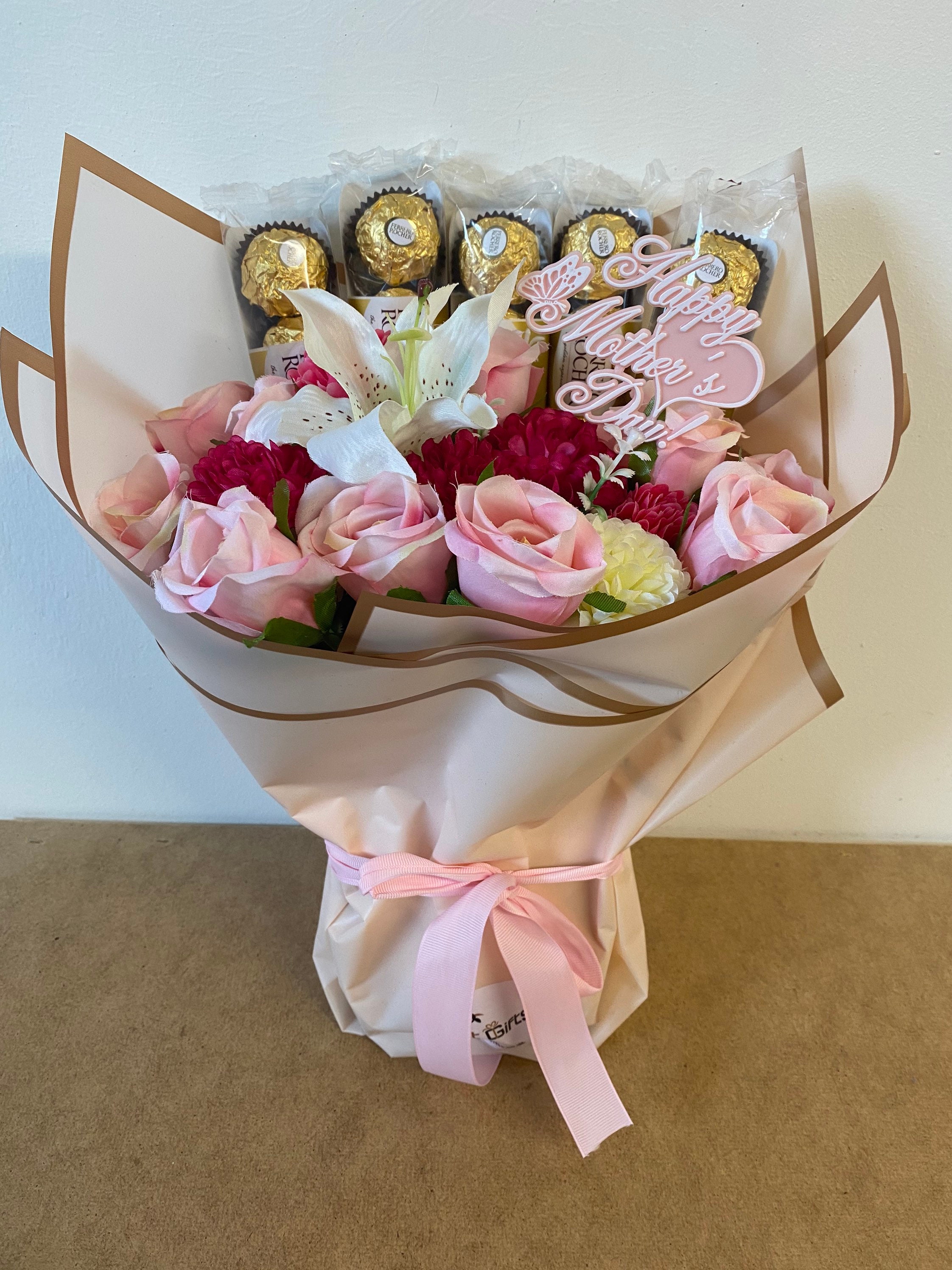 Large Ferrero Rocher Chocolate & Silk Flowers Mother