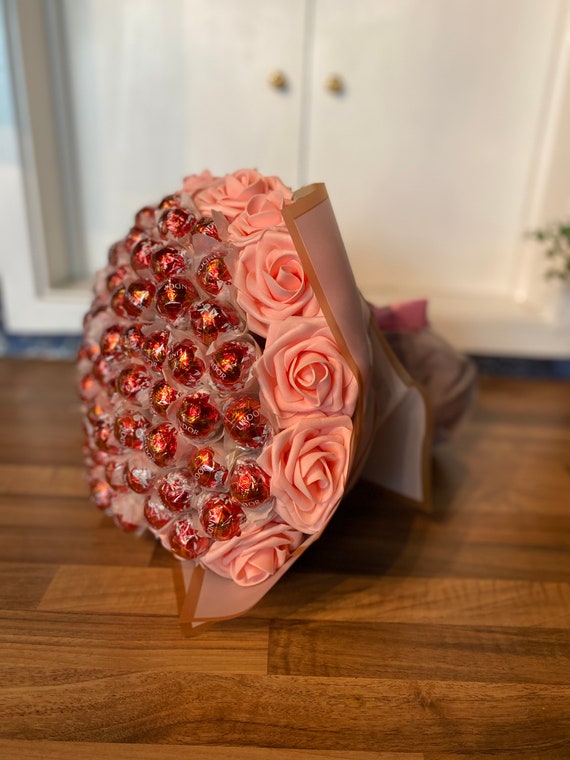 Rose Gold Wrapped Lindt Lindor Truffles Chocolate Bouquet Rose Gold Wrapped Lindt Lindor Truffles Chocolate Bouquet