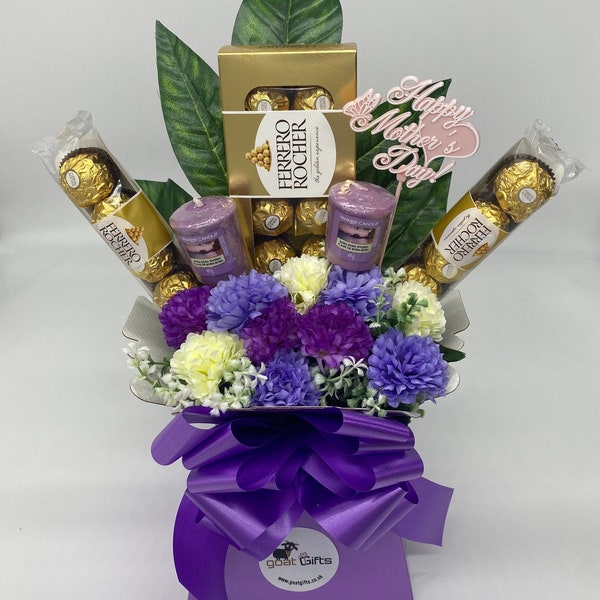 Ferrero Rocher Mother’s Day Chocolate Silk Flowers Candle Bouquet Gift