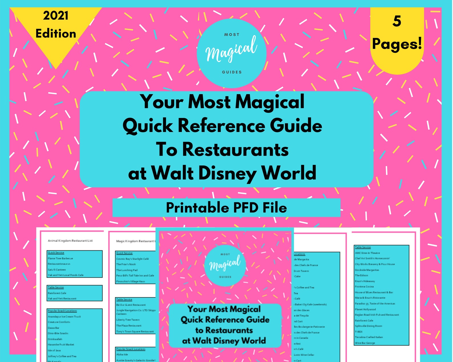 Disney World Restaurant Guide Print Off These Quick Reference | Etsy
