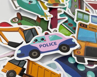 50 Piece Sticker Bomb Pack Bundle Kids Fun Play Cartoon Police Cars Children Travel Firetruck Laptop Skate Guitar Scrapbook Diary Handmade