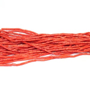 AAA Quality Natural Red Coral Pipe Shape Beads, Coral Beads, Natural Coral, Tube Shape Beads,(Length Vary For Each Variation)