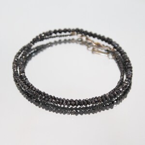 Collana di perline Rondelle sfaccettata con diamante nero, 1,5 - 4 mm AAA + Filo collana di diamanti neri naturali, collana Rondelle di diamante nero, 16 pollici