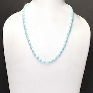AAA Quality Rondelle Turquoise Gemstone And Natural White Pearl Gemstone Necklace, Turquoise Necklace, Pearl necklace, 17.5 Inch Necklace