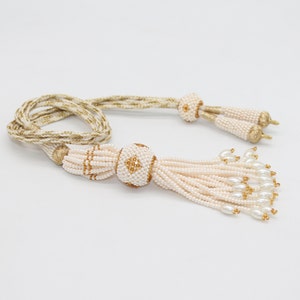 Adjustable Handmade Necklace Thread,Indian Necklace Jewelry Cord With Big Tassels,TasselCord For Jewelry,Tassel Cord With Pearl Ball,16 Inch