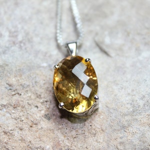 Sterling Silver Pendant With Natural Citrine Gemstone, Citrine Pendant, Oval Citrine| 925 Sterling Silver Pendants, 13mm X 20mm long Pendant