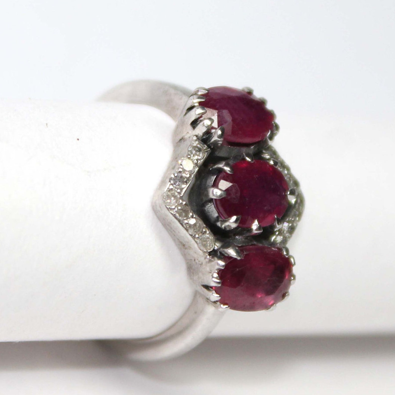 Anillo de rubí natural, anillos de compromiso de plata esterlina