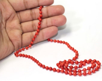 Natural Hand Knotted Red Coral Necklace, 108 Beaded Necklace For Chanting, Natural Coral, Necklace for Women, 22 Inches Long Necklace