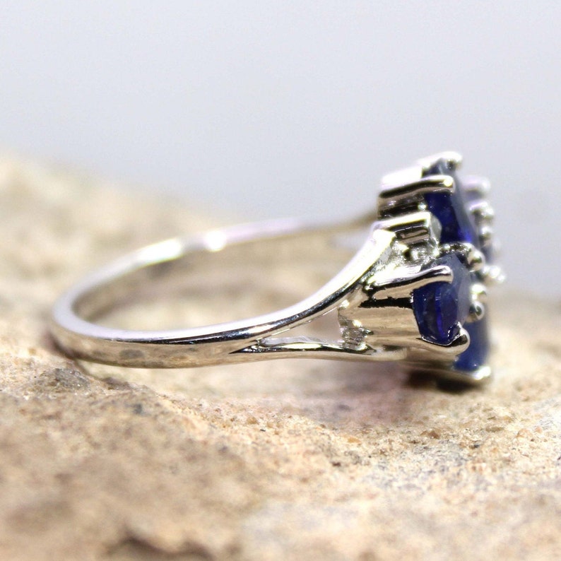 Natural Blue Sapphire Ring,Sterling Silver Engagement Rings,Natural Diamond Ring,925 Sterling Silver,Oval Cut Blue Sapphire Ring