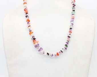AAA Quality Natural Mix Multi Semi Precious Chip Stone Beaded Necklace, Mix Gemstone Necklace, Semi Precious Necklace, 18 Inch Long Necklace