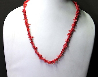 Collana di corallo di ramo mediterraneo naturale di alta qualità, collana di corallo rosso, collana di corallo a forma di fantasia, collana lunga 16 pollici