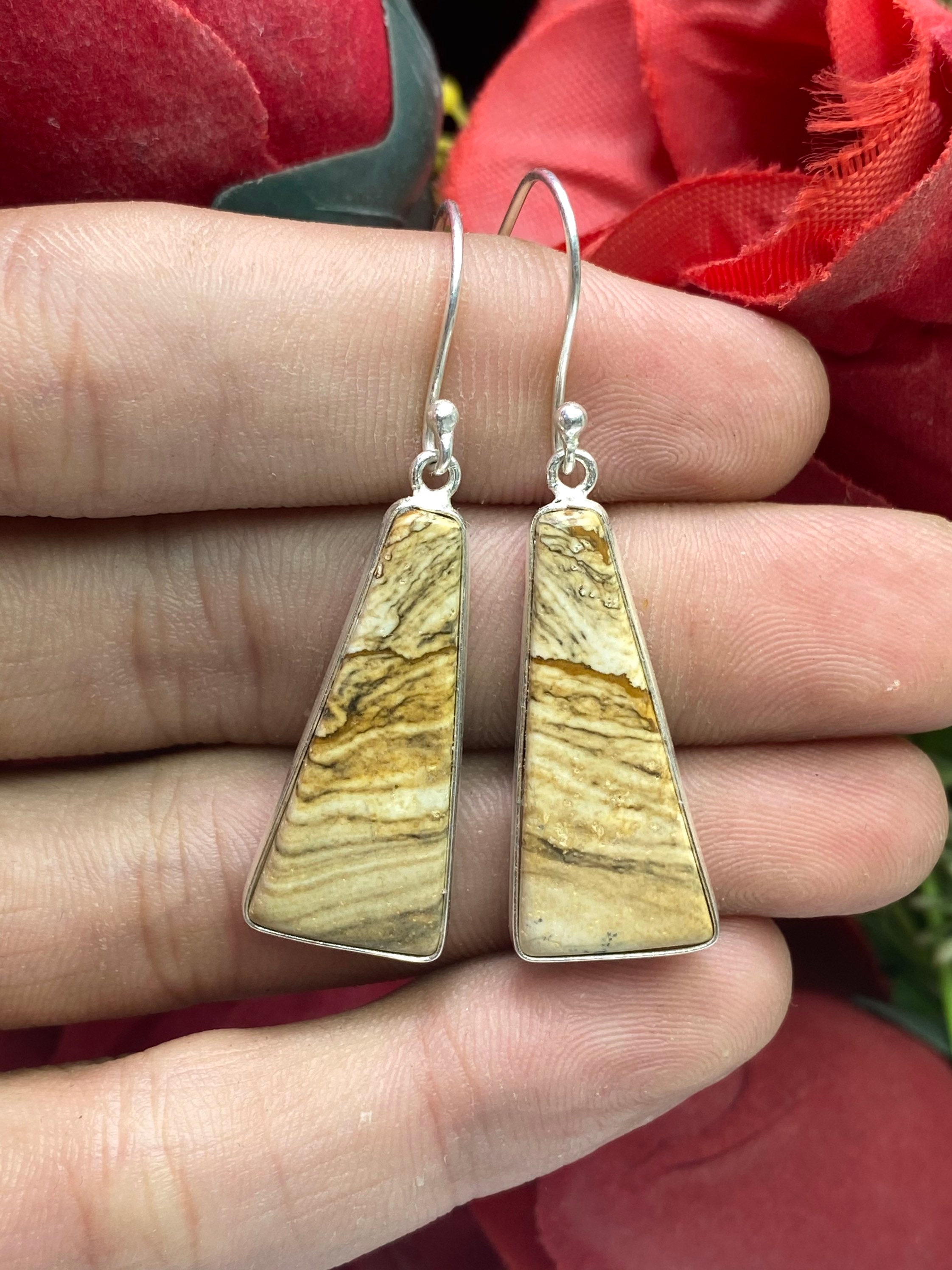 Picture Jasper Earring925 Sterling Silver EarringOwyhee Etsy