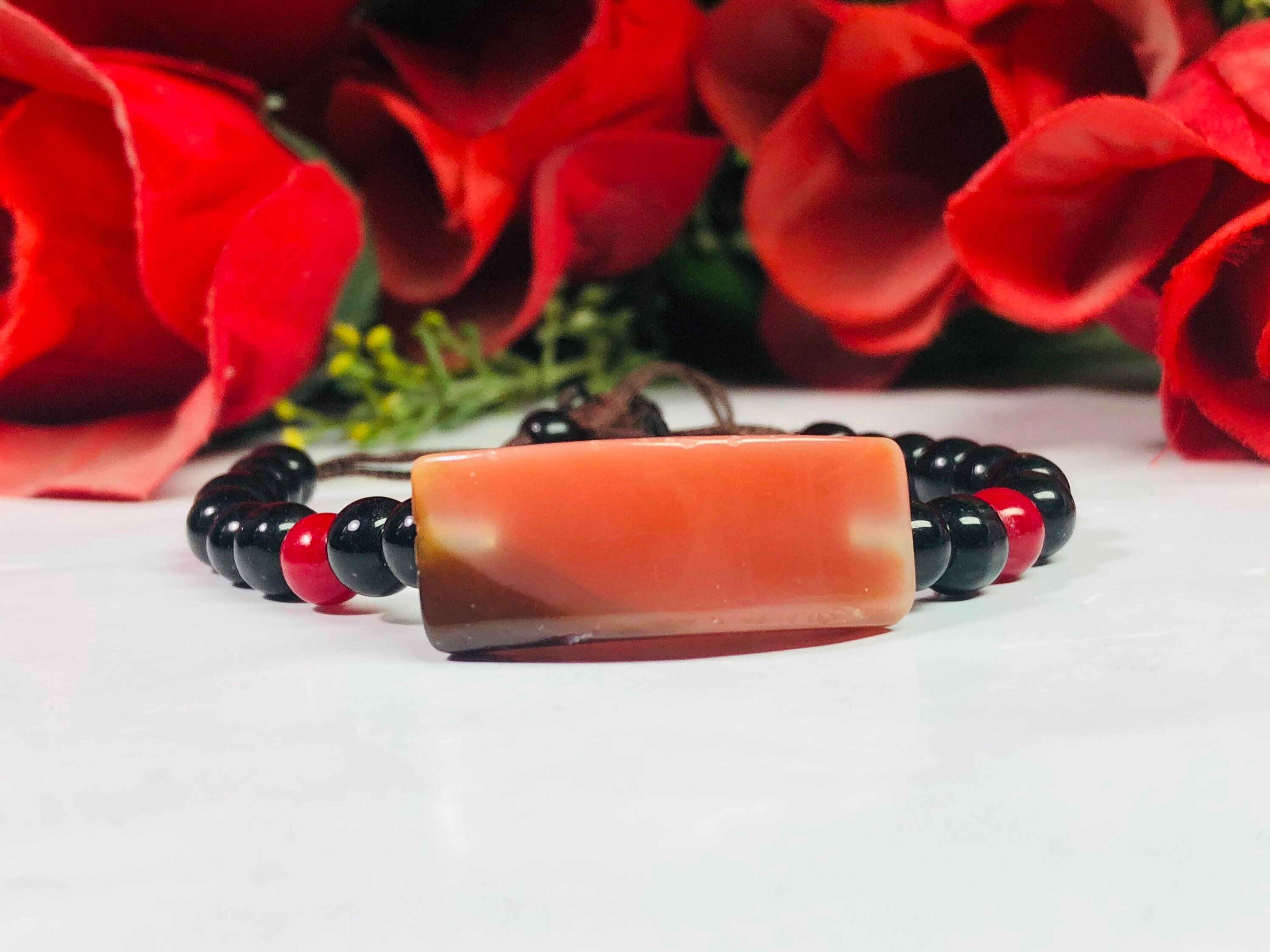 Rotes und braunes Jaspis ArmbandYoga ArmbandSchwarzer Onyx | Etsy